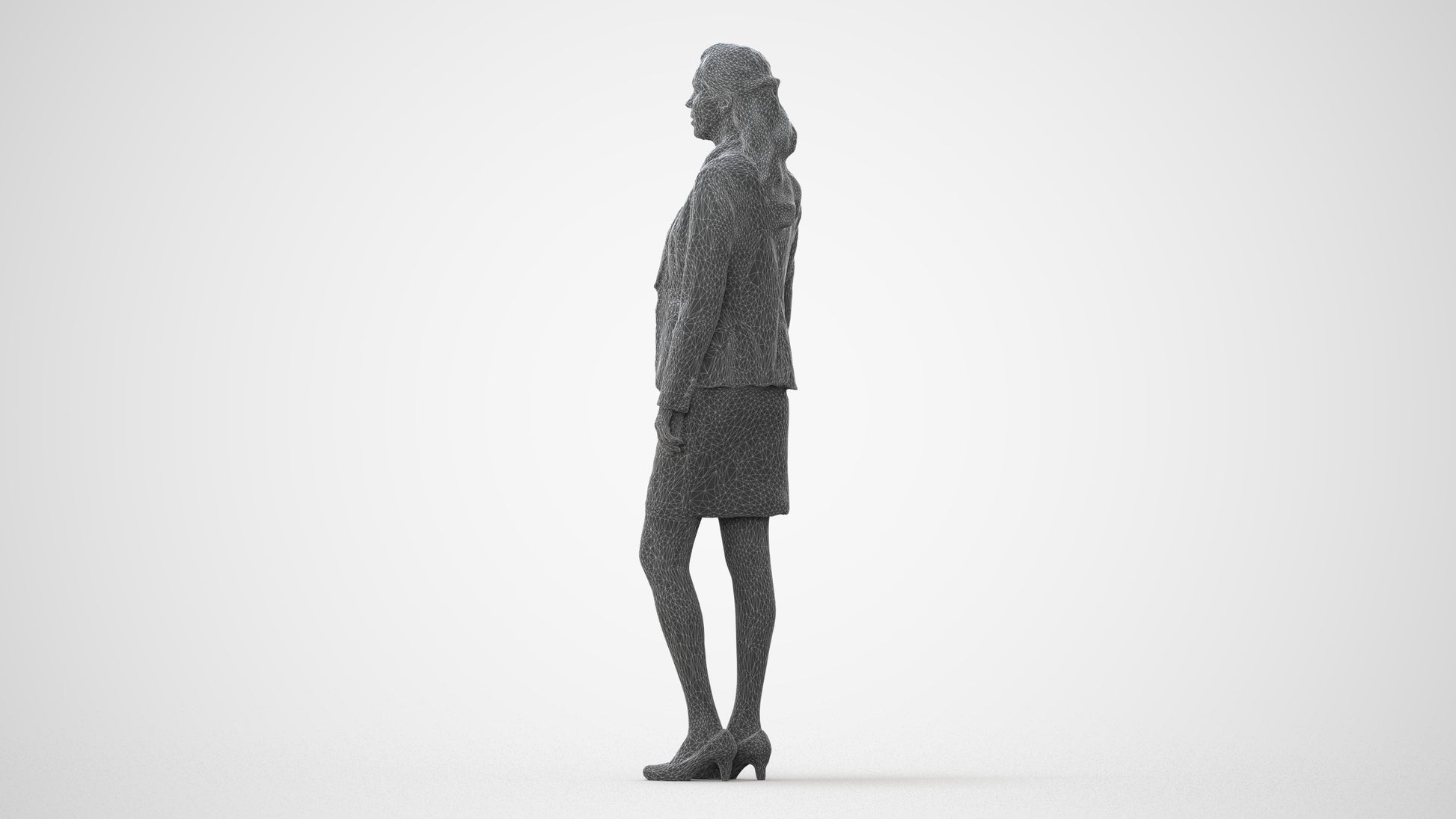 realistic 3D human woman business, archviz people FBX OBJ for Blender, square thumbnail