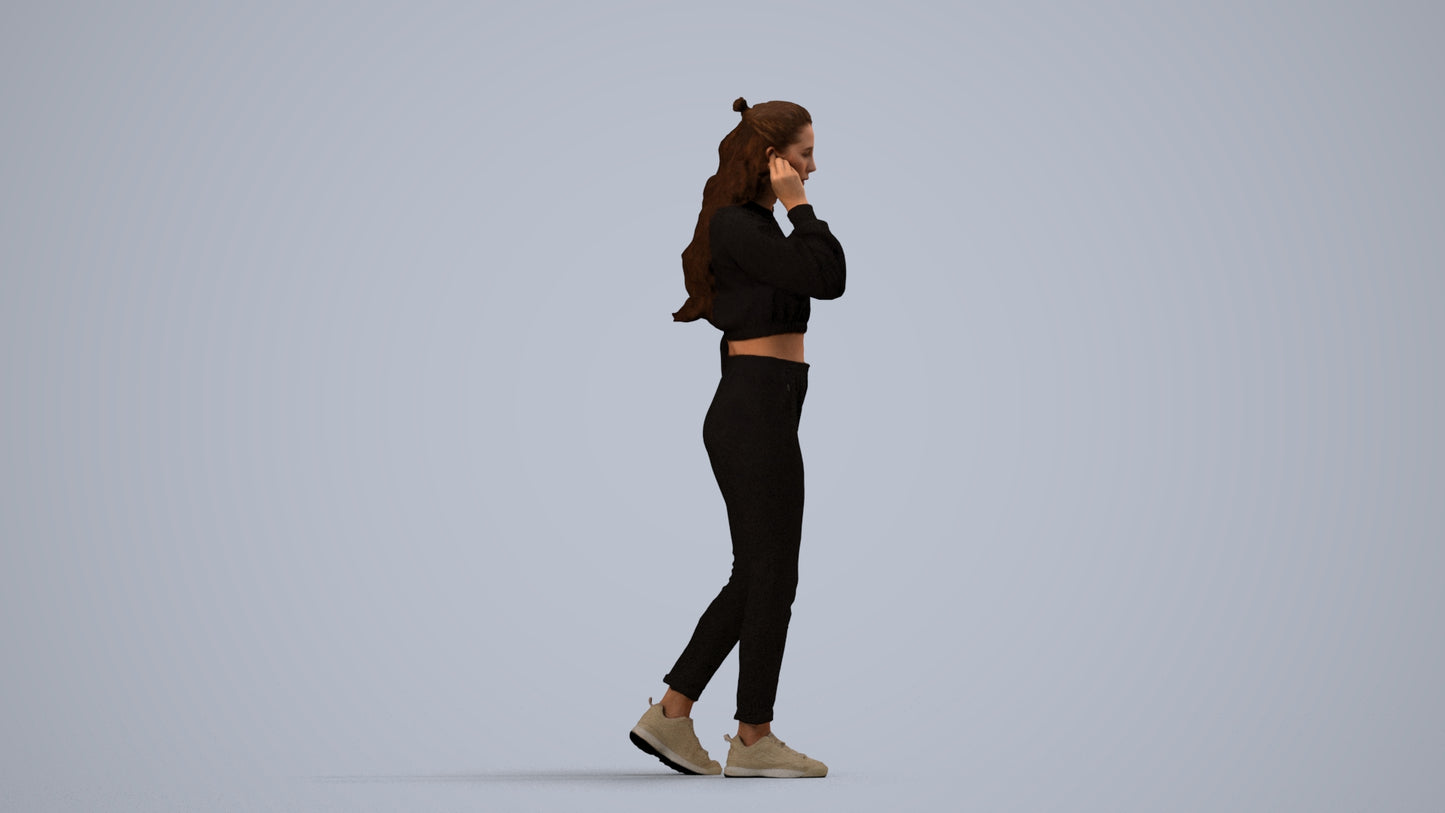 scanned 3D woman sport, photogrammetry people for Enscape and V-Ray, side view render