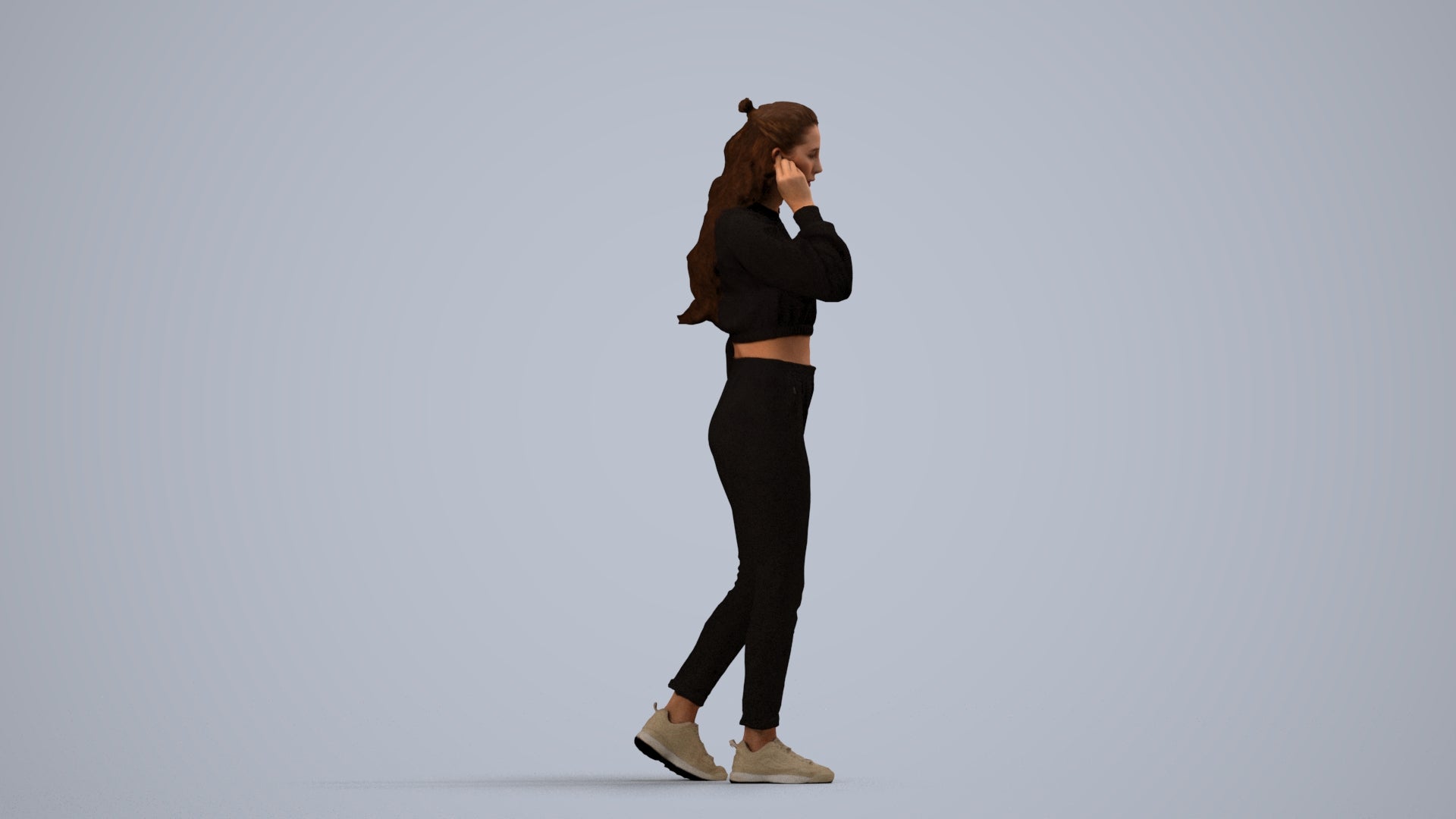 scanned 3D woman sport, photogrammetry people for Enscape and V-Ray, side view render