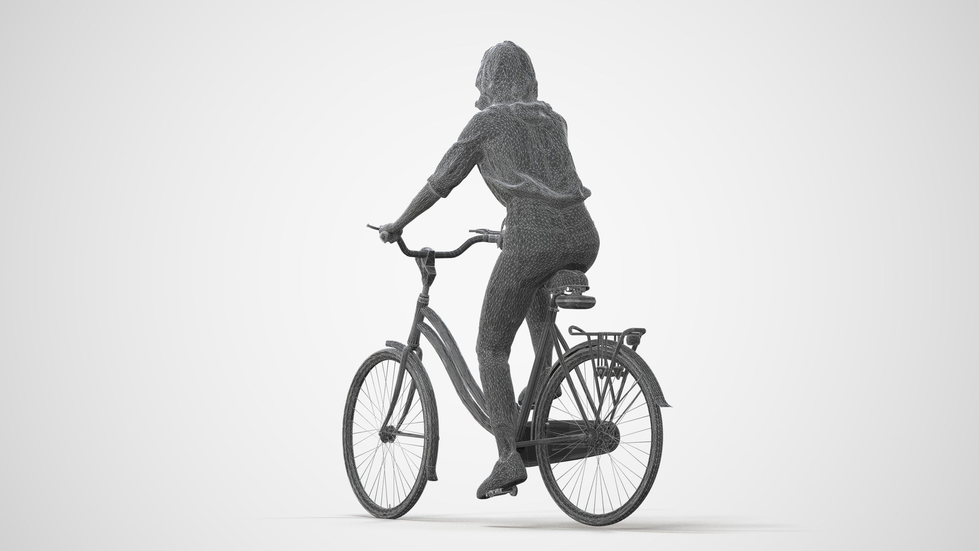 realistic 3D people woman casual cycling, render-ready for V-Ray and Corona, FBX OBJ, square thumbnail