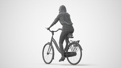realistic 3D people woman casual cycling, render-ready for V-Ray and Corona, FBX OBJ, square thumbnail