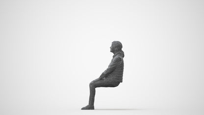 3D people model senior woman casual sitting, scanned human for 3ds Max rendering, square thumbnail