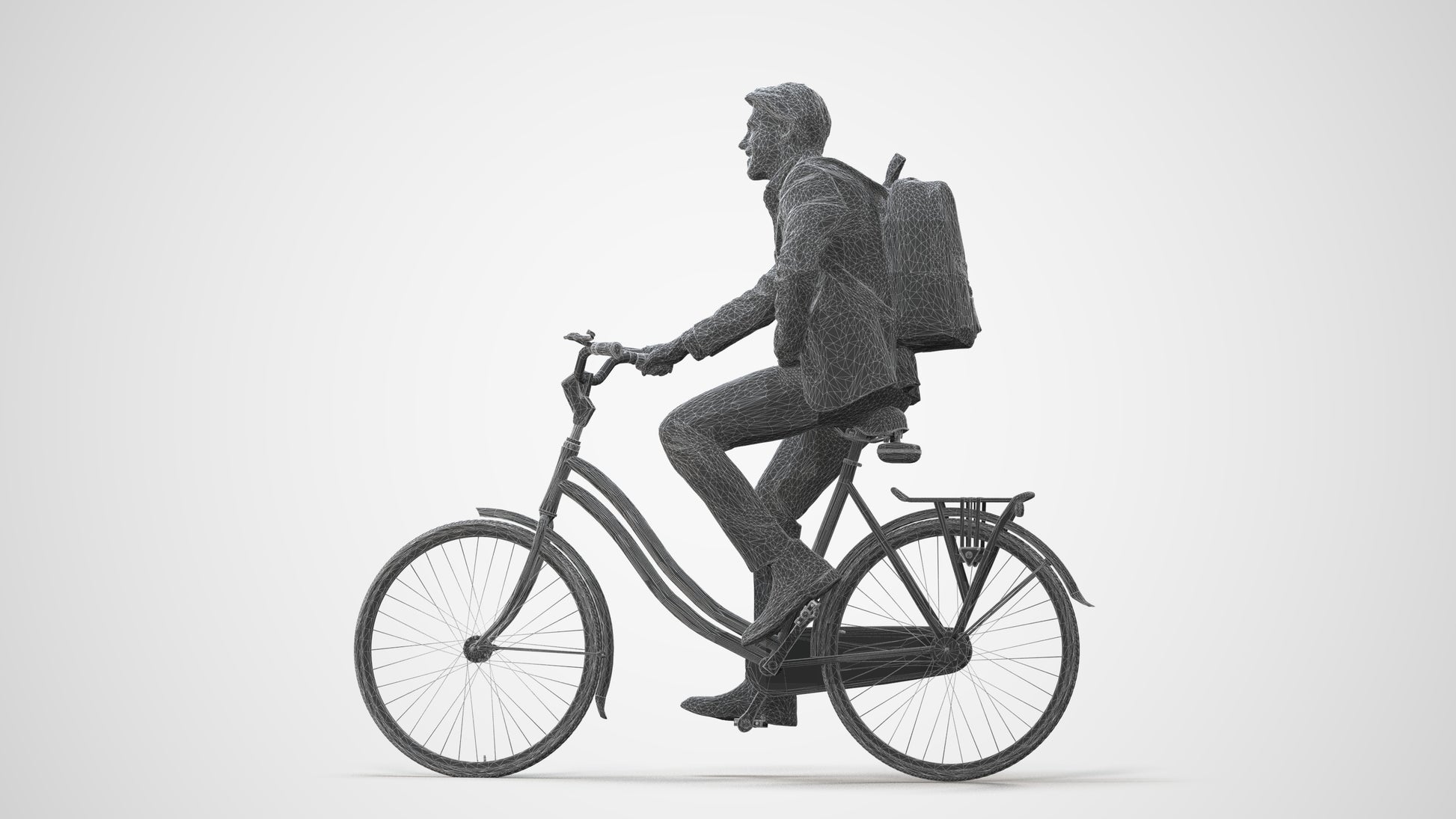 3D people model man business cycling, scanned human for 3ds Max rendering, square thumbnail