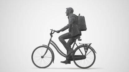 3D people model man business cycling, scanned human for 3ds Max rendering, square thumbnail