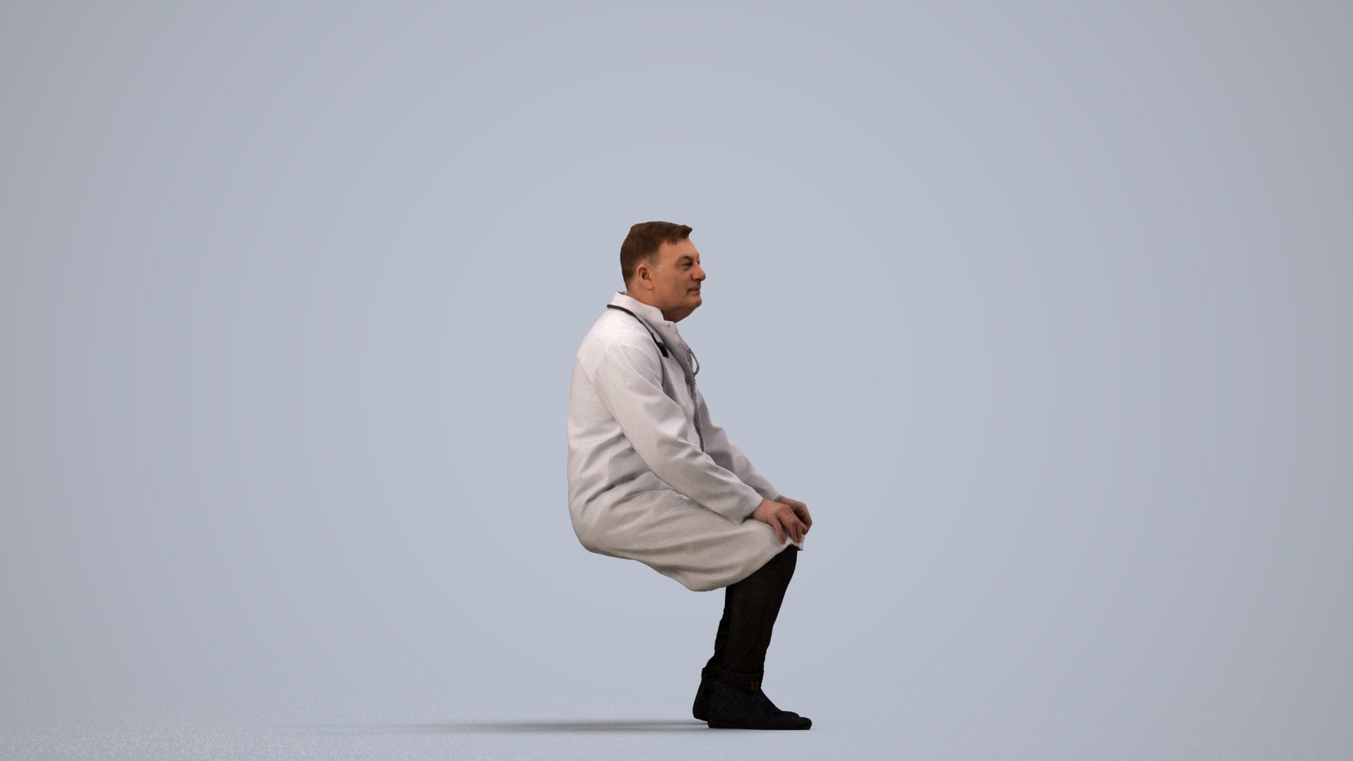 3D scanned man medical, photorealistic archviz people for Enscape and SketchUp, side view render