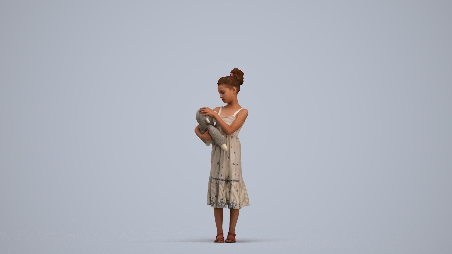 realistic 3D girl casual kids, scanned archviz people for Blender and 3ds Max, standing pose render