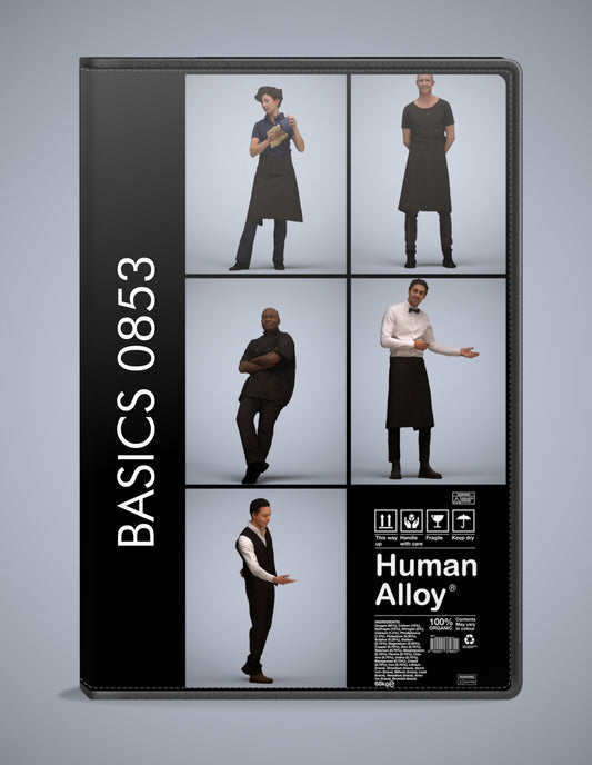 realistic 3D people hospitality set, 5 render-ready models for V-Ray and Corona