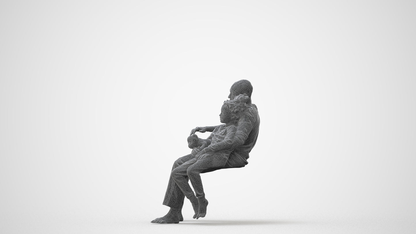 3D human model girl casual kids, photogrammetry scanned person for archviz, square thumbnail