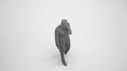 3D scanned woman walking business, photorealistic archviz people for Enscape and SketchUp, wireframe three-quarter view