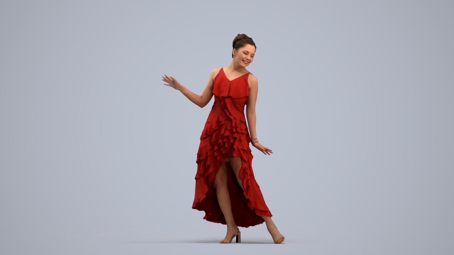 realistic 3D people woman formal dancing, render-ready for V-Ray and Corona, FBX OBJ, standing pose render