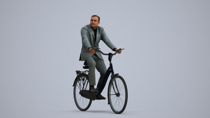 3D people model man business cycling, scanned human for 3ds Max rendering, standing pose render
