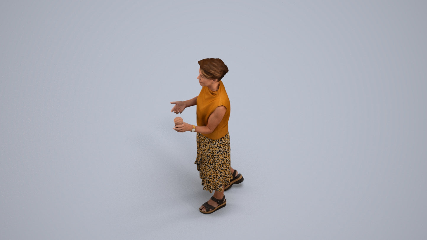 photogrammetry 3D woman casual standing, realistic human model archviz FBX, back view render