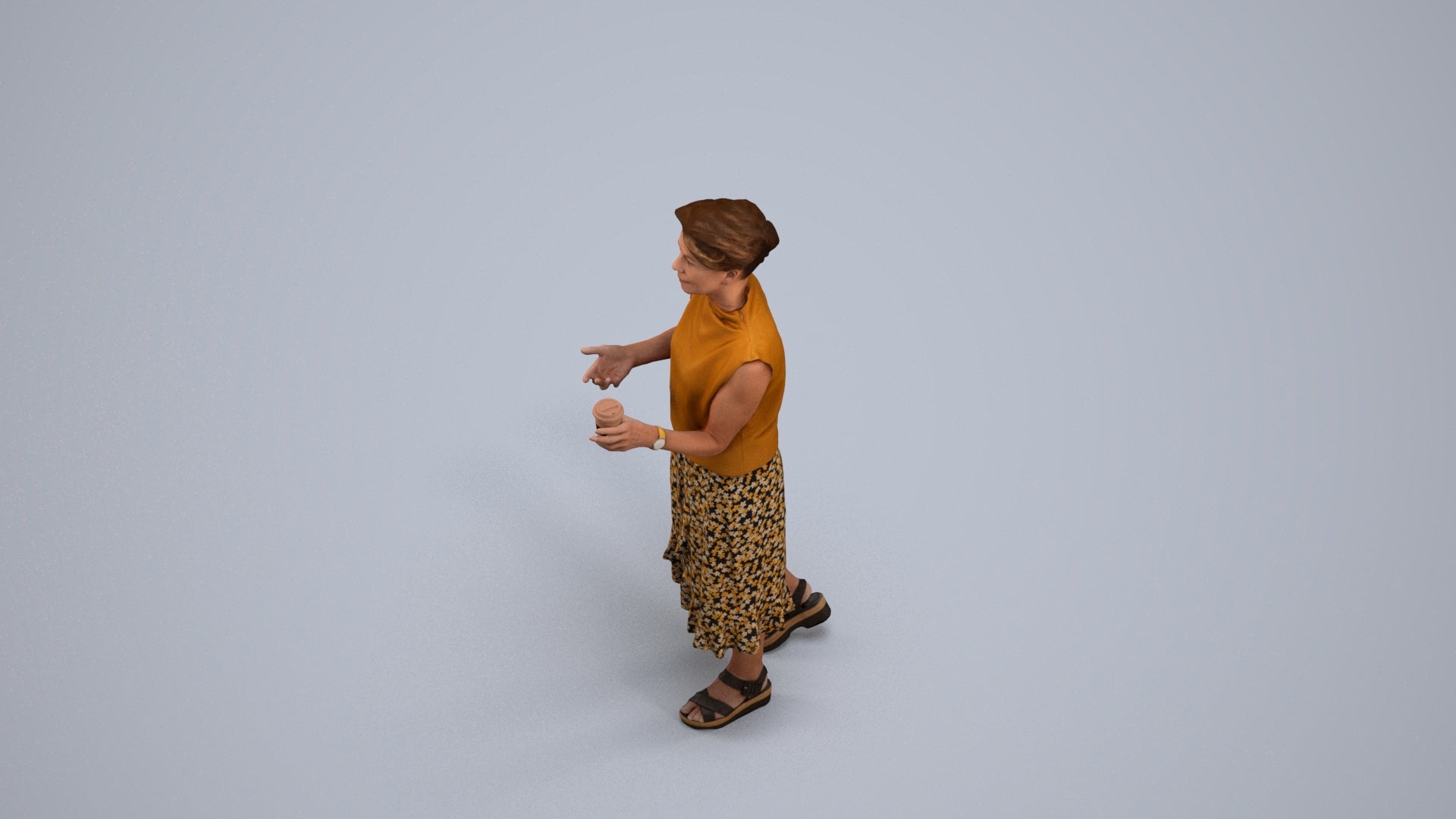 photogrammetry 3D woman casual standing, realistic human model archviz FBX, back view render