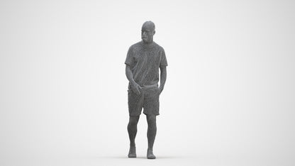3D scanned man walking casual, photorealistic archviz people for Enscape and SketchUp, three-quarter front view render