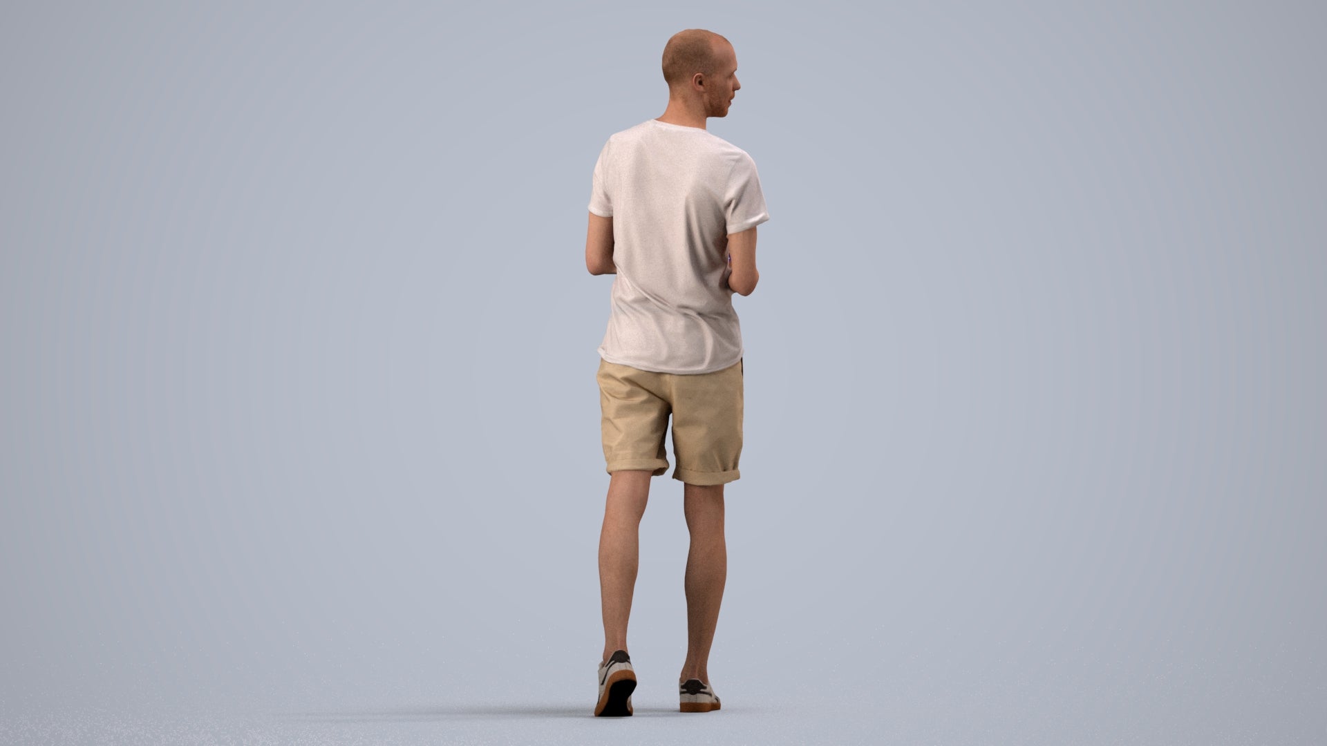 realistic 3D people man casual standing, render-ready for V-Ray and Corona, FBX OBJ, side view render