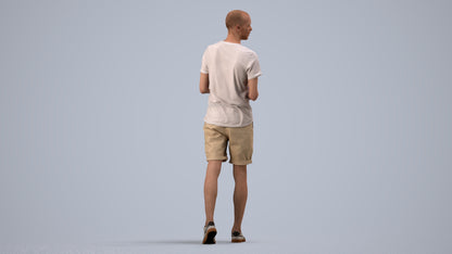 realistic 3D people man casual standing, render-ready for V-Ray and Corona, FBX OBJ, side view render
