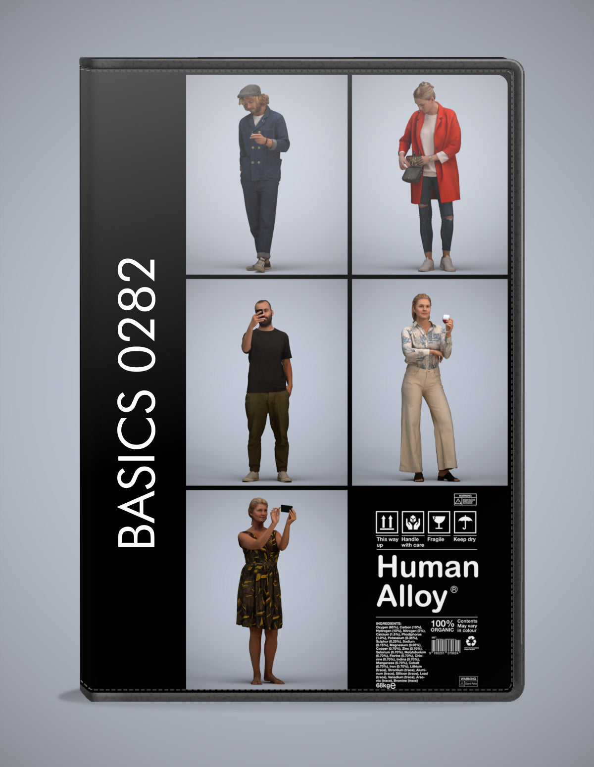 realistic 3D humans standing pack, 5 archviz people FBX OBJ for Blender