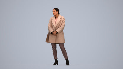 scanned 3D woman business standing, photogrammetry people for Enscape and V-Ray, top-down view render