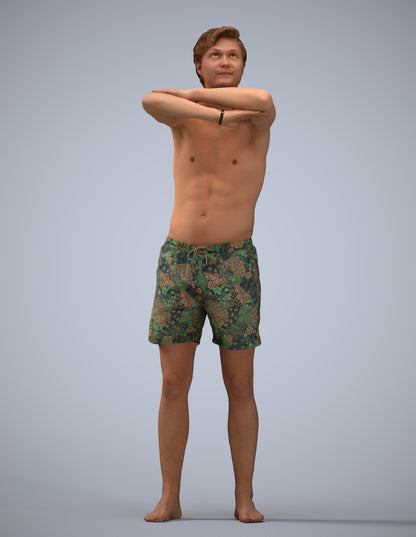 realistic 3D man pool, scanned archviz people for Blender and 3ds Max
