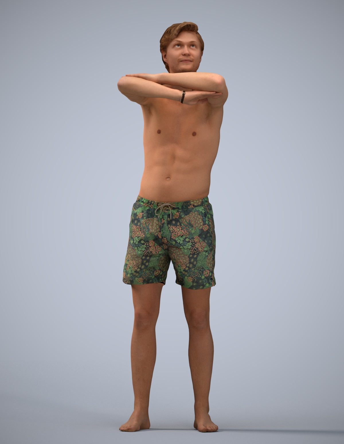 realistic 3D man pool, scanned archviz people for Blender and 3ds Max