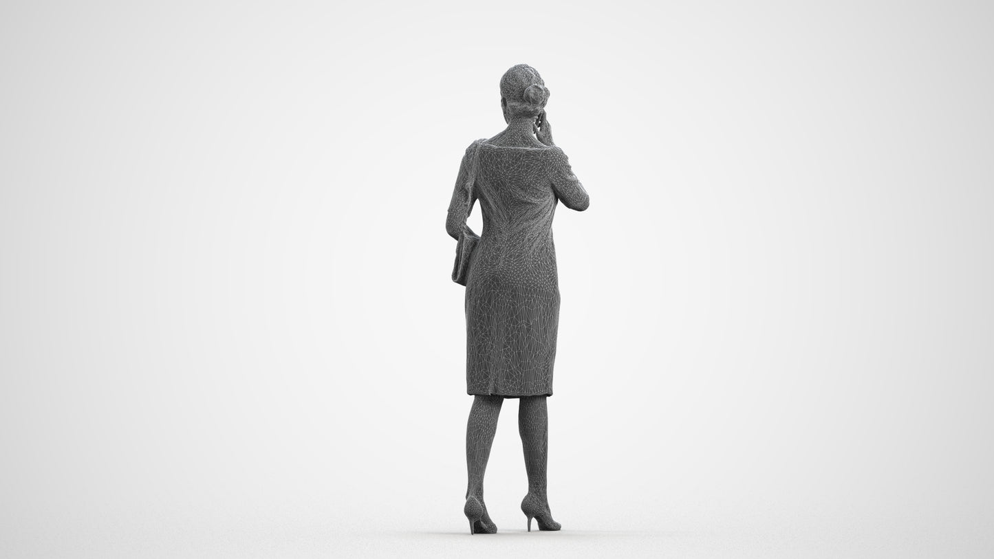 photogrammetry 3D woman casual standing, realistic human model archviz FBX, wireframe front view