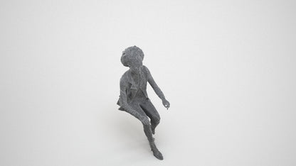 3D scanned woman sitting business, photorealistic archviz people for Enscape and SketchUp, wireframe three-quarter view