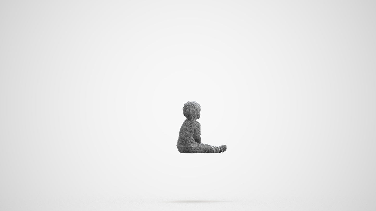 photogrammetry 3D boy casual kids, realistic human model archviz FBX, wireframe front view