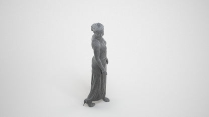 3D people model woman formal formalaffairs, scanned human for 3ds Max rendering, wireframe three-quarter view