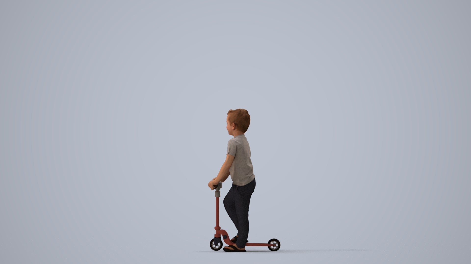 3D people model boy casual kids, scanned human for 3ds Max rendering, three-quarter view render