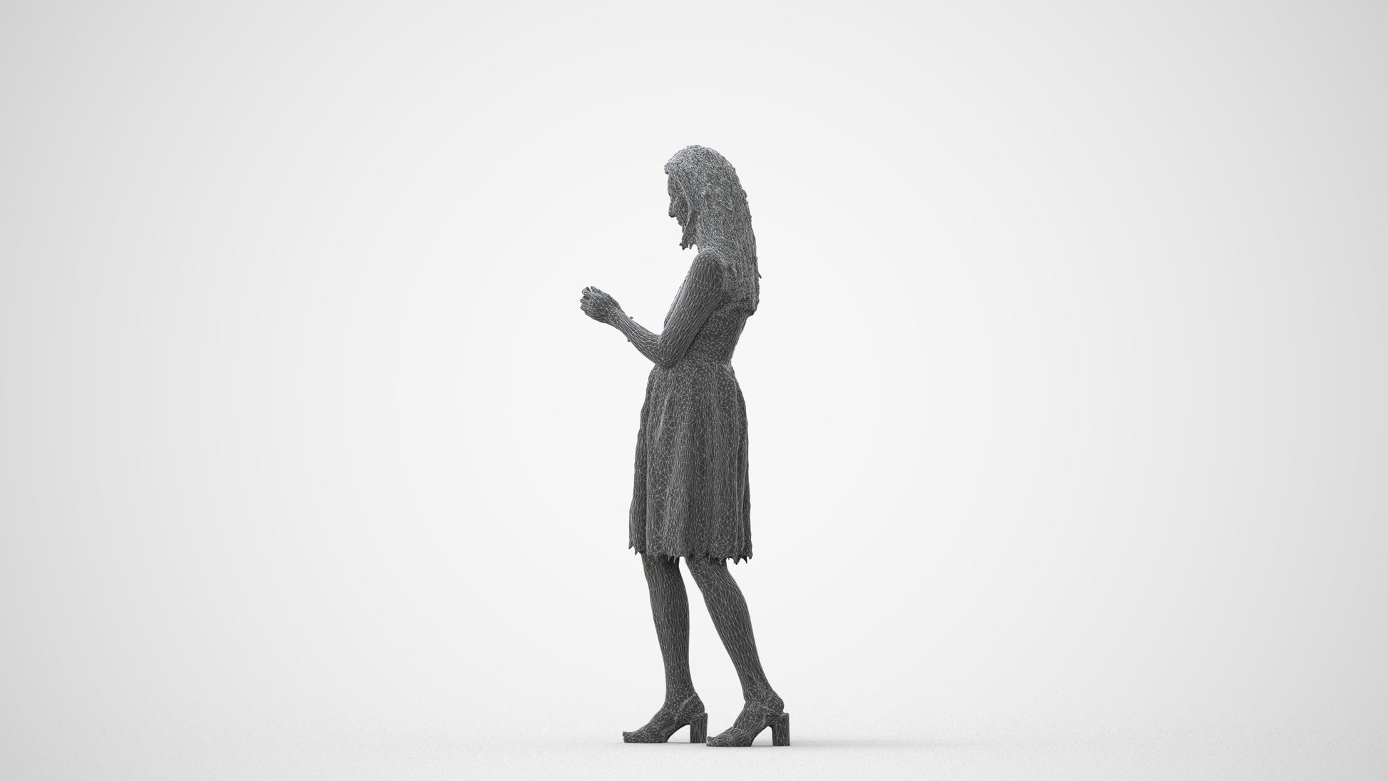 3D people model woman formal standing, scanned human for 3ds Max rendering, square thumbnail
