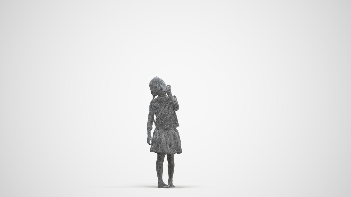 photogrammetry 3D girl kids, realistic human model archviz FBX, three-quarter front view render