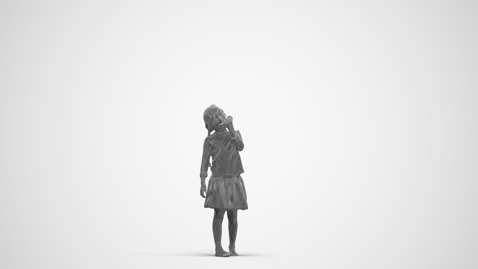 photogrammetry 3D girl kids, realistic human model archviz FBX, three-quarter front view render