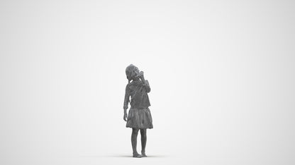 photogrammetry 3D girl kids, realistic human model archviz FBX, three-quarter front view render