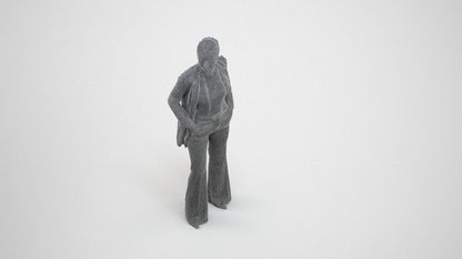 3D people model woman business standing, scanned human for 3ds Max rendering, wireframe three-quarter view