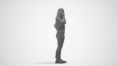 photogrammetry 3D woman casual standing, realistic human model archviz FBX, wireframe side view