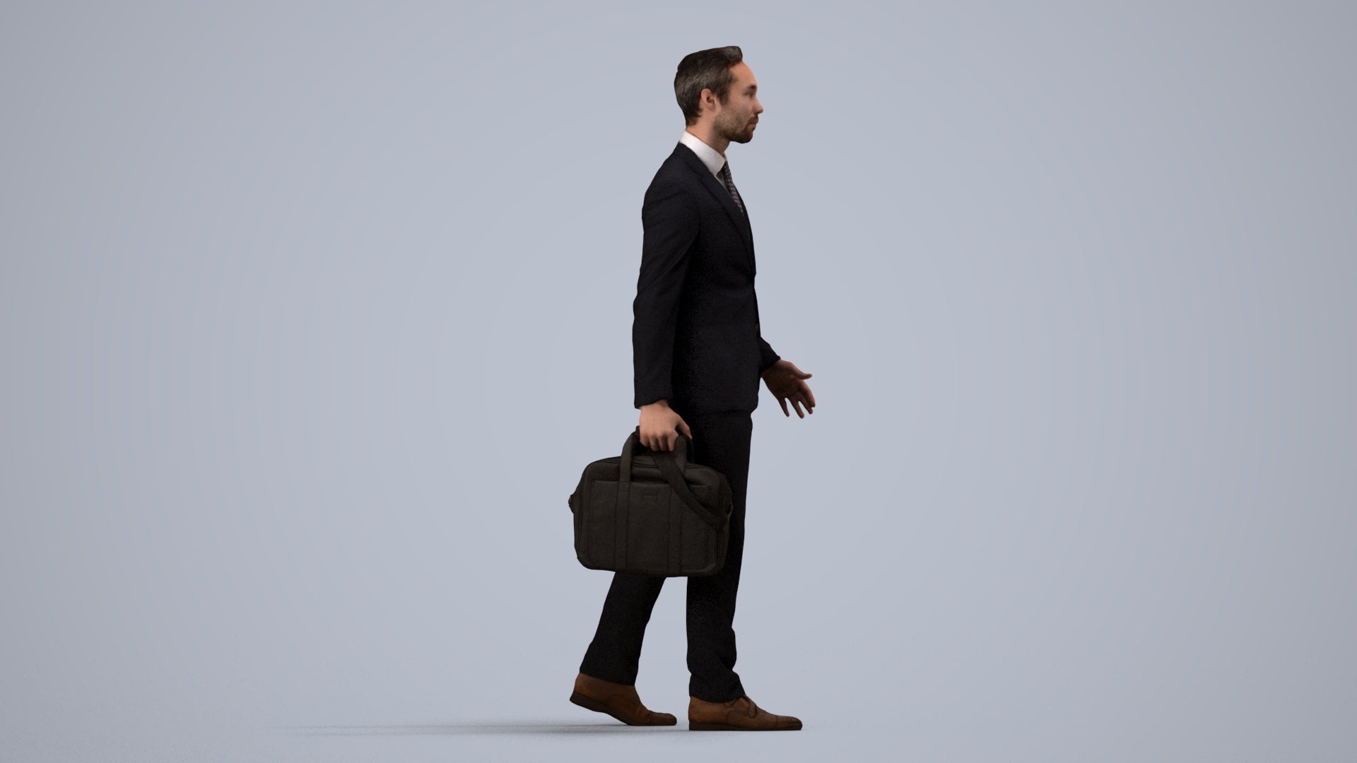 scanned 3D man formal business, photogrammetry people for Enscape and V-Ray, side view render
