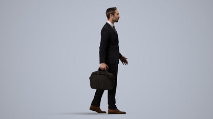 scanned 3D man formal business, photogrammetry people for Enscape and V-Ray, side view render