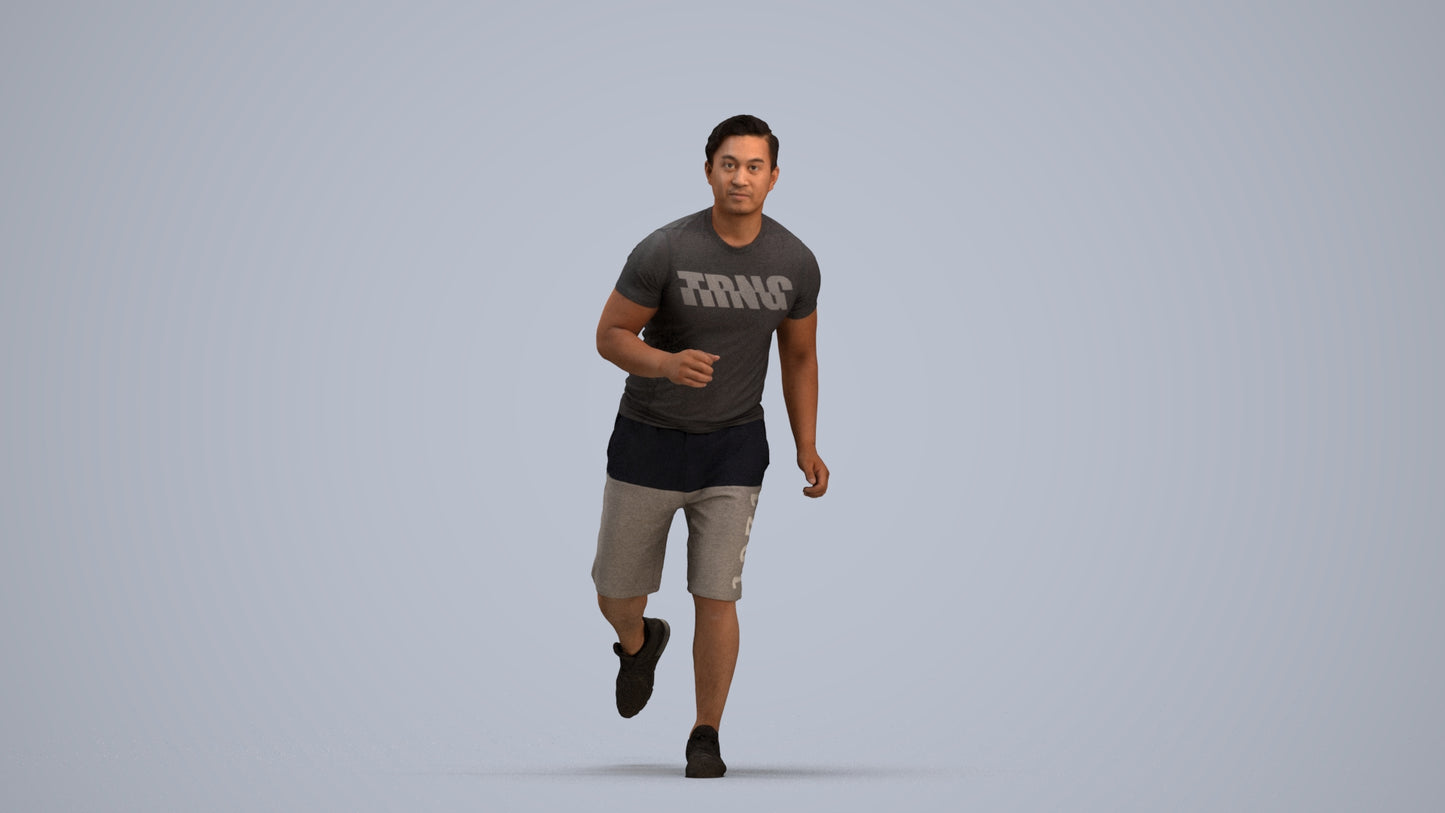 realistic 3D people man sport walking, render-ready for V-Ray and Corona, FBX OBJ, standing pose render