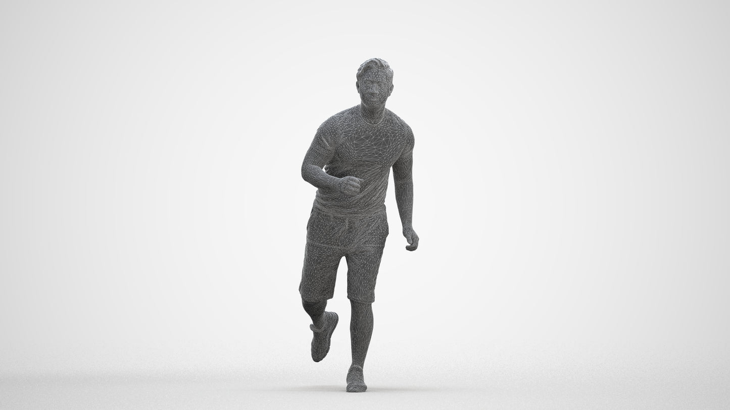 realistic 3D people man sport walking, render-ready for V-Ray and Corona, FBX OBJ, three-quarter front view render