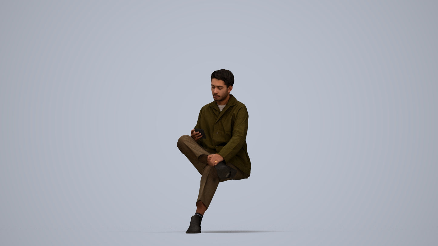 photogrammetry 3D man casual mix, realistic human model archviz FBX, back view render