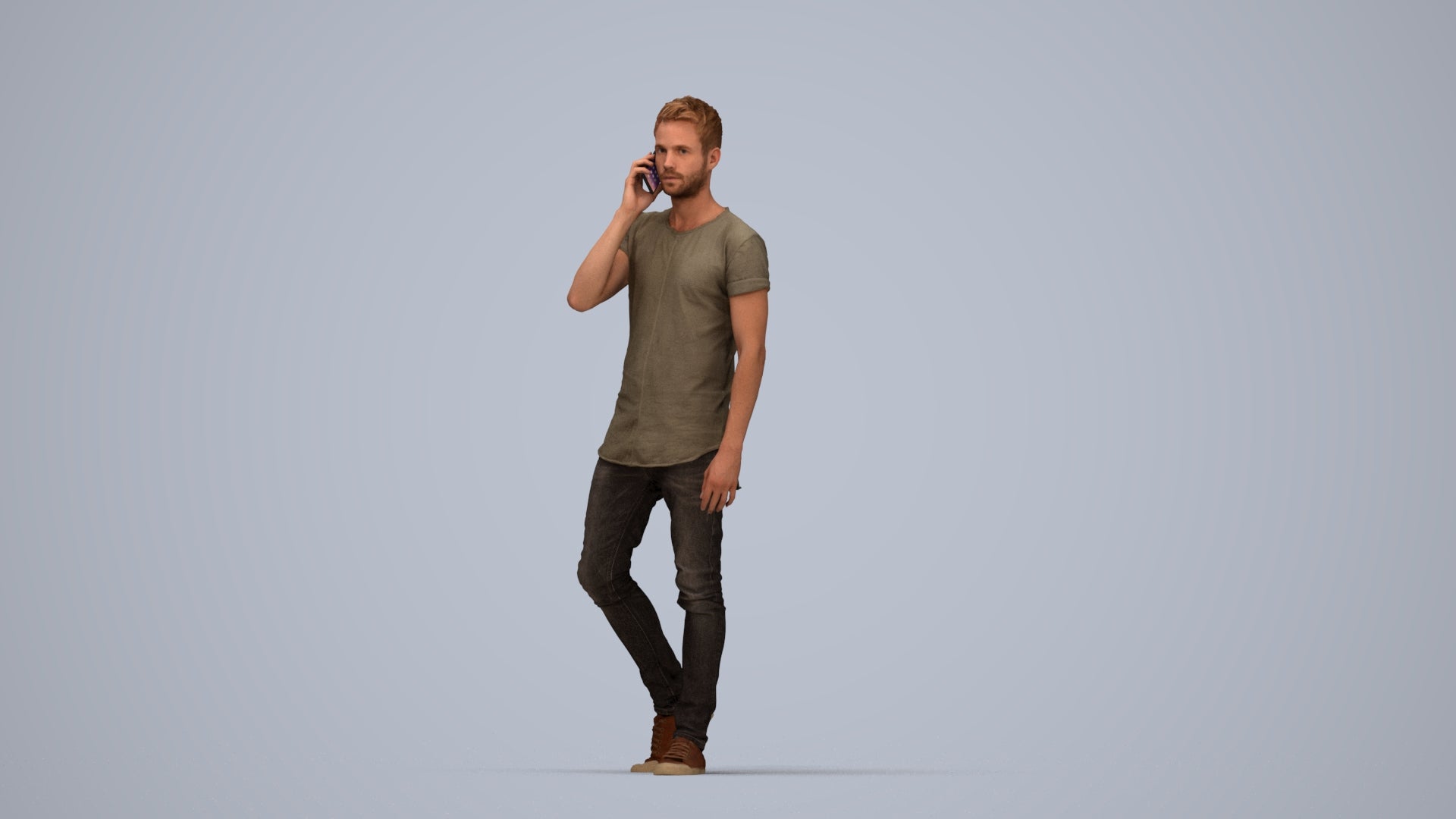 scanned 3D man casual walking, photogrammetry people for Enscape and V-Ray, top-down view render
