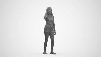 realistic 3D woman casual standing, scanned archviz people for Blender and 3ds Max, three-quarter front view render