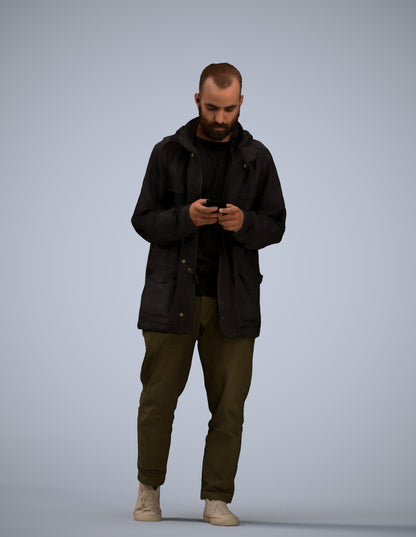 photogrammetry 3D man casual walking, realistic human model archviz FBX