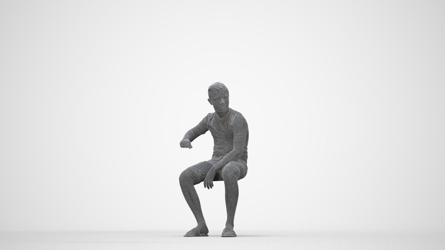scanned 3D boy casual kids, photogrammetry people for Enscape and V-Ray, wireframe back view
