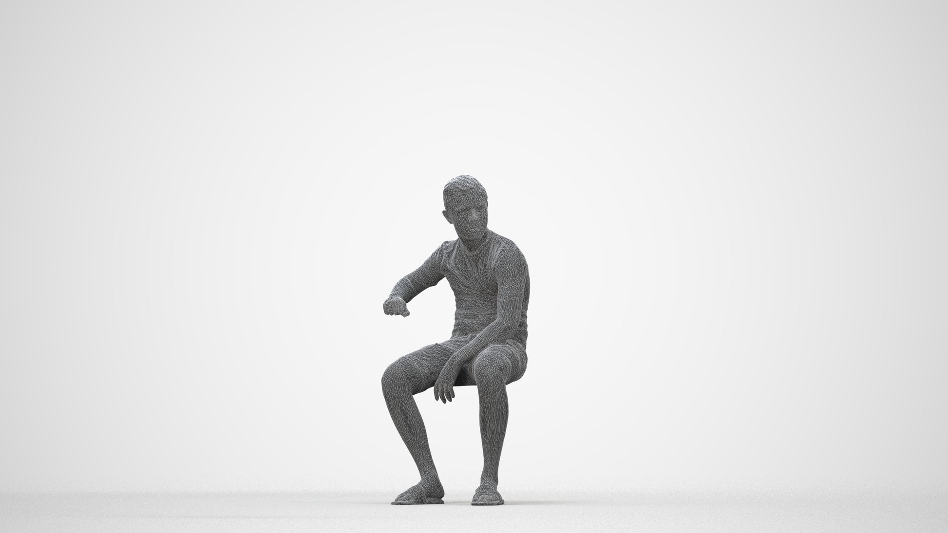 scanned 3D boy casual kids, photogrammetry people for Enscape and V-Ray, wireframe back view