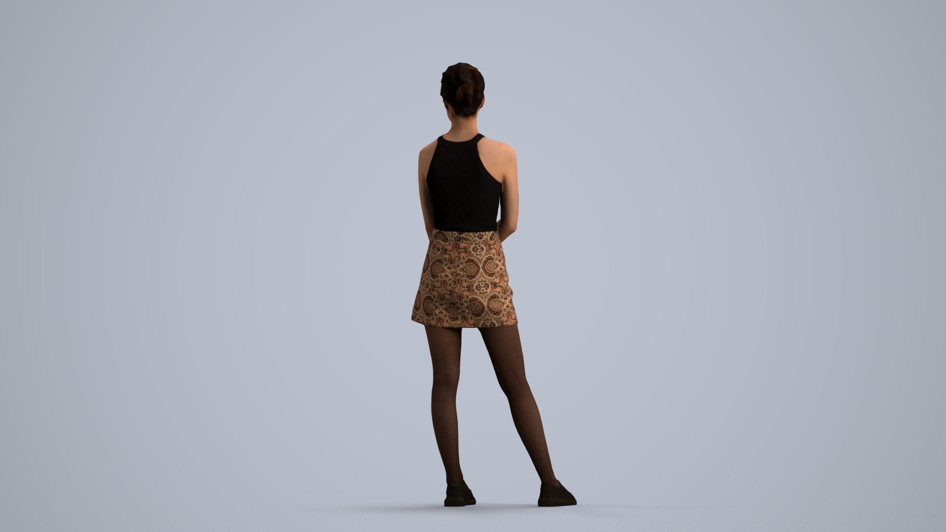 scanned 3D woman casual standing, photogrammetry people for Enscape and V-Ray, front view render