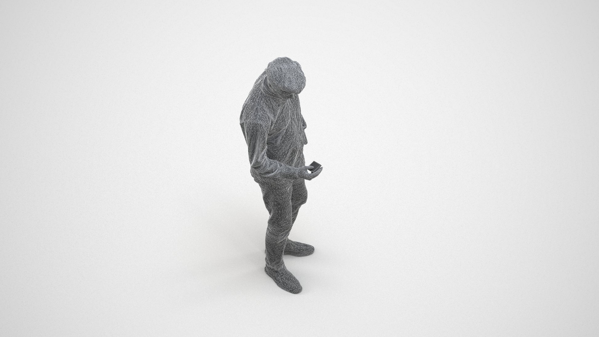 realistic 3D people man casual standing, render-ready for V-Ray and Corona, FBX OBJ, wireframe three-quarter view