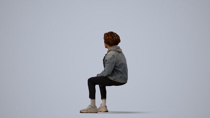 realistic 3D man casual sitting, scanned archviz people for Blender and 3ds Max, three-quarter view render