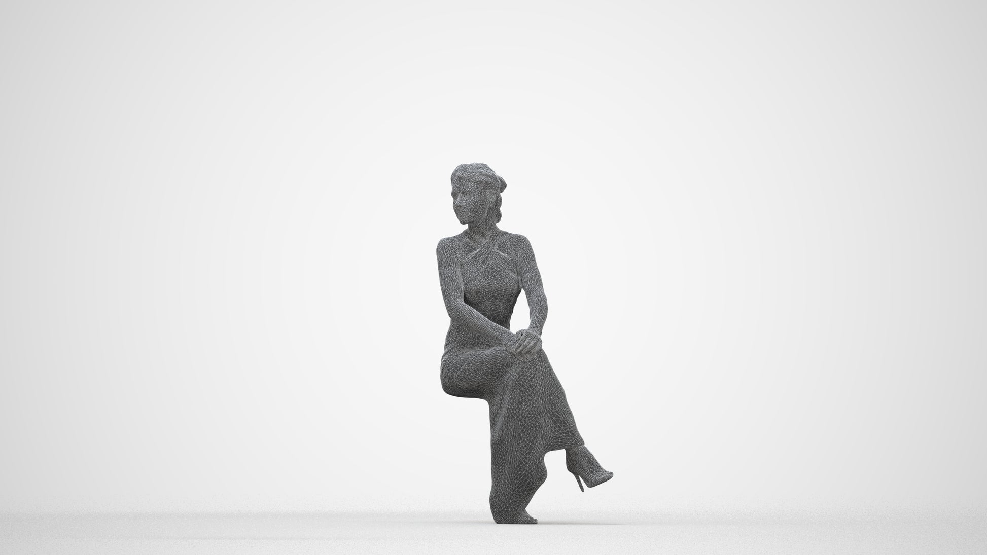 realistic 3D woman formal formalaffairs, scanned archviz people for Blender and 3ds Max, wireframe back view