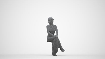 realistic 3D woman formal formalaffairs, scanned archviz people for Blender and 3ds Max, wireframe back view